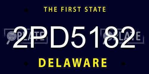 2PD5182 Delaware License Plate