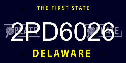2PD6026 Delaware License Plate