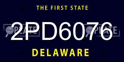 2PD6076 Delaware License Plate