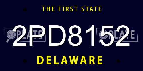 2PD8152 Delaware License Plate