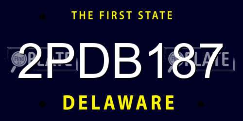 2PDB187 Delaware License Plate