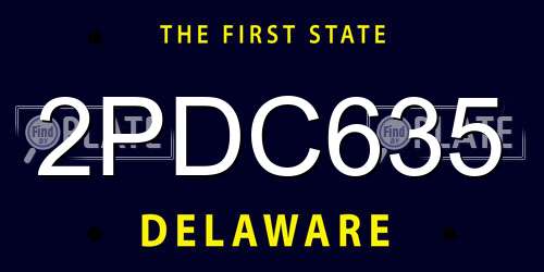 2PDC635 Delaware License Plate
