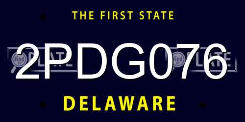 2PDG076 Delaware License Plate