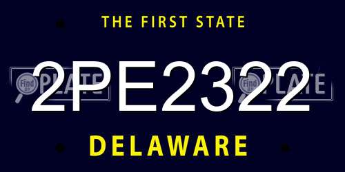 2PE2322 Delaware License Plate