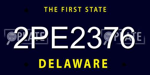 2PE2376 Delaware License Plate
