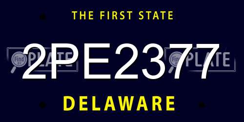 2PE2377 Delaware License Plate