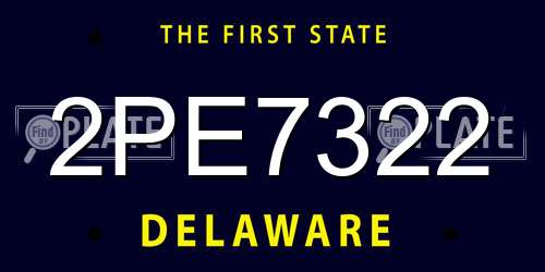 2PE7322 Delaware License Plate