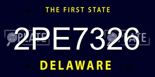 2PE7326 Delaware License Plate