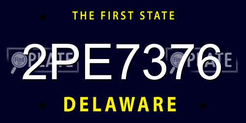 2PE7376 Delaware License Plate