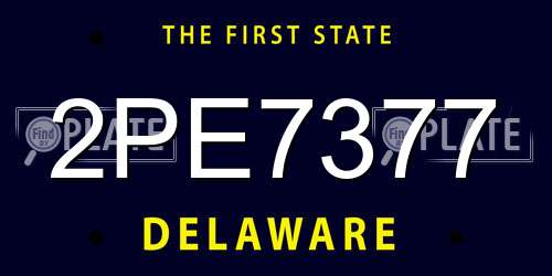 2PE7377 Delaware License Plate