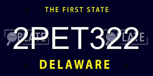 2PET322 Delaware License Plate