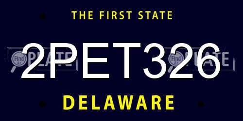 2PET326 Delaware License Plate