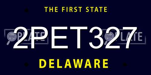 2PET327 Delaware License Plate