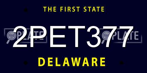 2PET377 Delaware License Plate