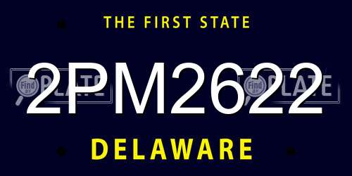 2PM2622 Delaware License Plate