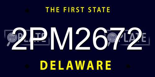 2PM2672 Delaware License Plate