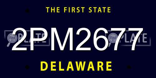 2PM2677 Delaware License Plate