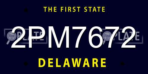 2PM7672 Delaware License Plate