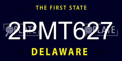 2PMT627 Delaware License Plate