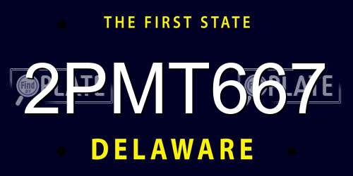 2PMT667 Delaware License Plate