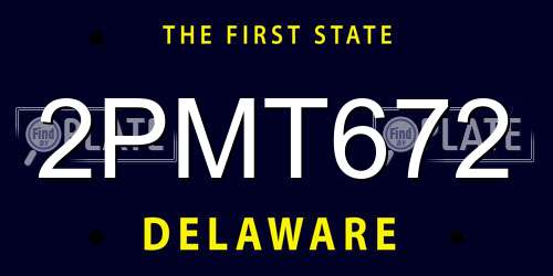 2PMT672 Delaware License Plate