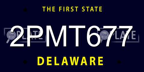 2PMT677 Delaware License Plate