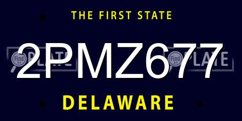 2PMZ677 Delaware License Plate