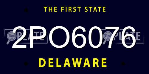2PO6076 Delaware License Plate