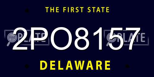 2PO8157 Delaware License Plate