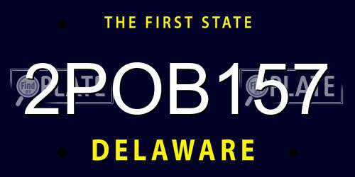 2POB157 Delaware License Plate