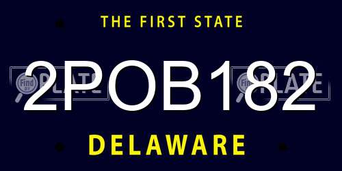 2POB182 Delaware License Plate