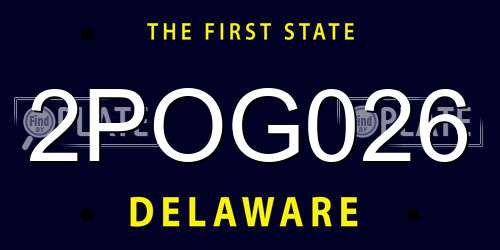 2POG026 Delaware License Plate