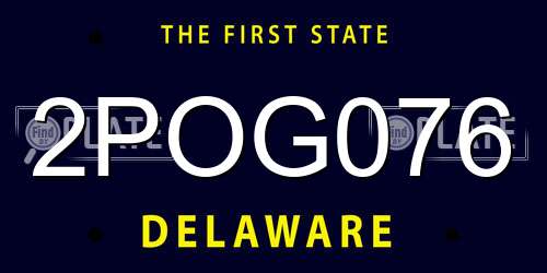 2POG076 Delaware License Plate