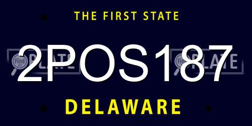 2POS187 Delaware License Plate