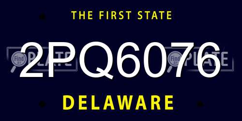 2PQ6076 Delaware License Plate