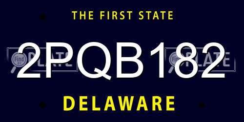 2PQB182 Delaware License Plate