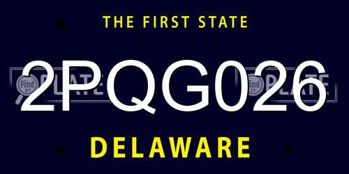 2PQG026 Delaware License Plate