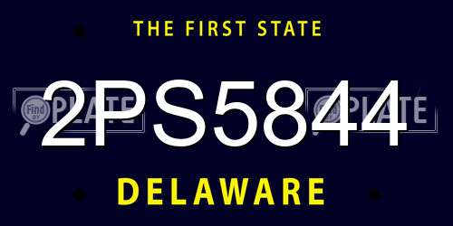 2PS5844 Delaware License Plate