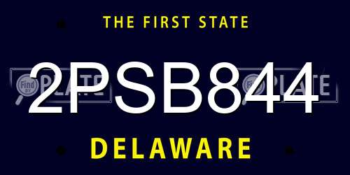 2PSB844 Delaware License Plate