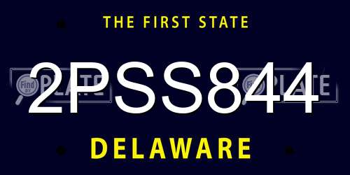 2PSS844 Delaware License Plate