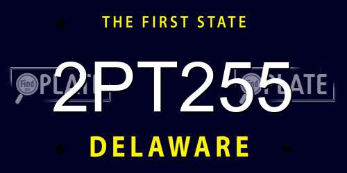 2PT255 Delaware License Plate