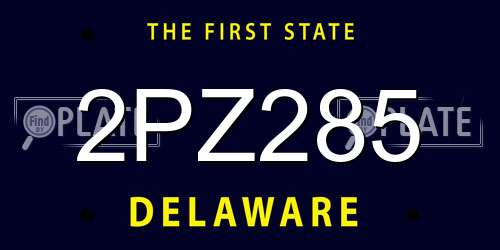 2PZ285 Delaware License Plate