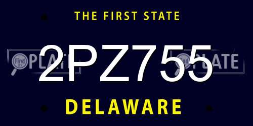 2PZ755 Delaware License Plate