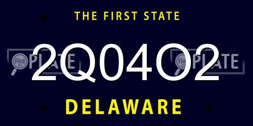 2Q04O2 Delaware License Plate
