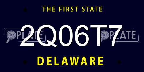 2Q06T7 Delaware License Plate