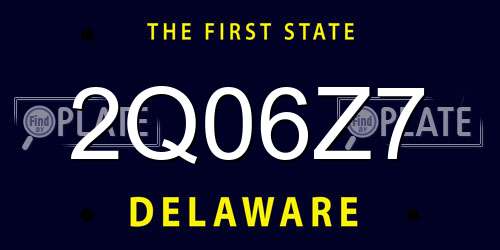 2Q06Z7 Delaware License Plate