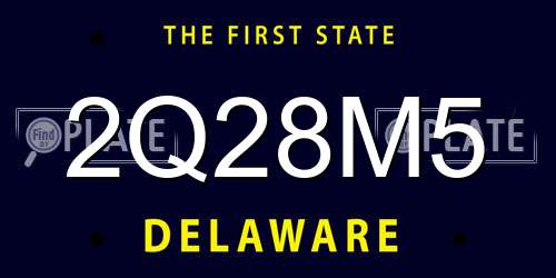 2Q28M5 Delaware License Plate