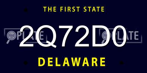 2Q72D0 Delaware License Plate