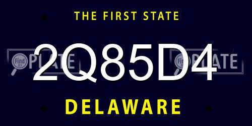2Q85D4 Delaware License Plate