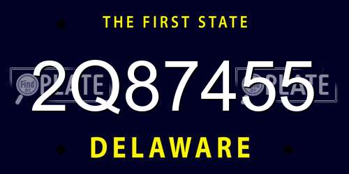 2Q87455 Delaware License Plate